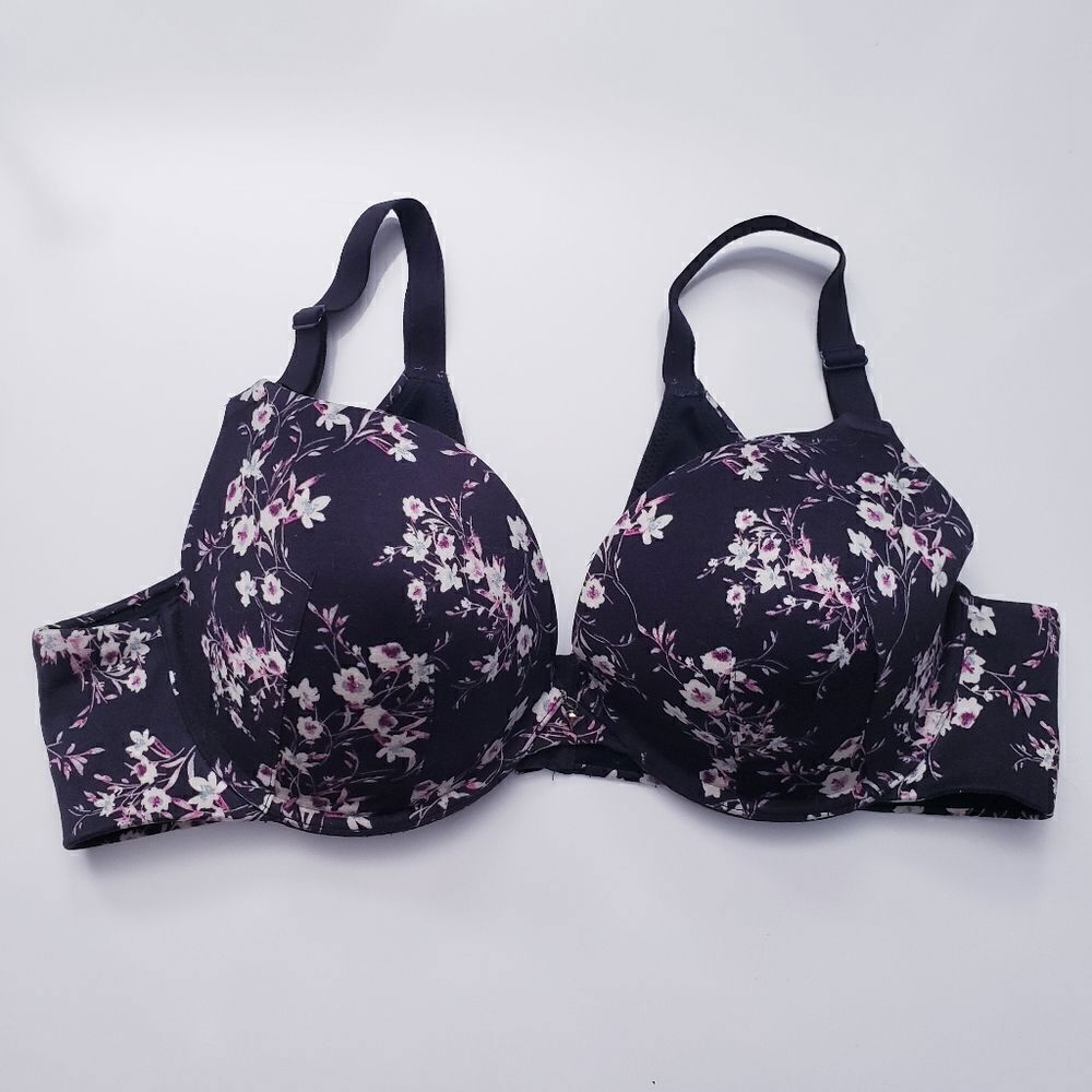 Cacique Black and Pink Underwire Bra with Adjustable Straps and Seamless Design